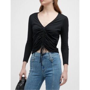 VERONICA BEARD kerr ruched front tee in black SIZE: SMALL